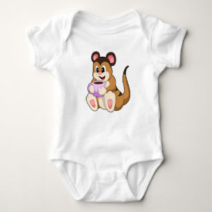 Meerkat with Cup of Coffee Baby Bodysuit