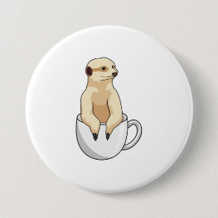 Meerkat with Cup of Coffee Button