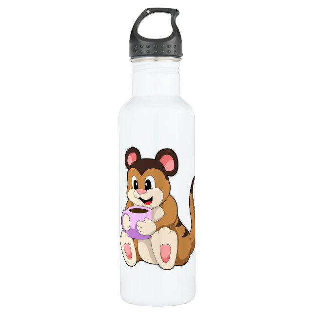 Meerkat with Cup of Coffee Stainless Steel Water Bottle (Front)