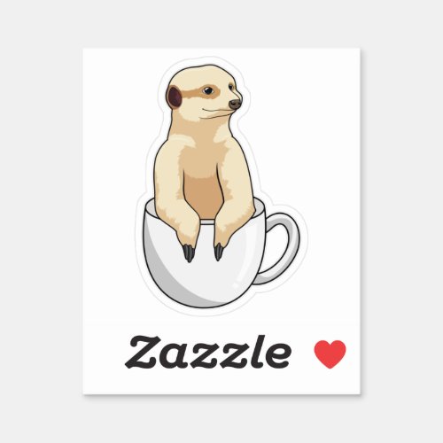 Meerkat with Cup of Coffee Sticker