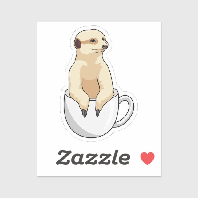 Meerkat with Cup of Coffee Sticker (Sheet)