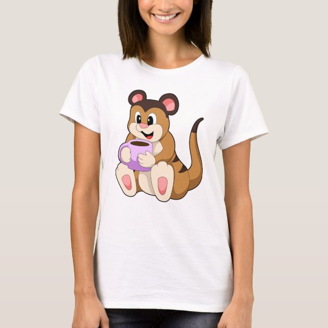 Meerkat with Cup of Coffee T-Shirt (Front)