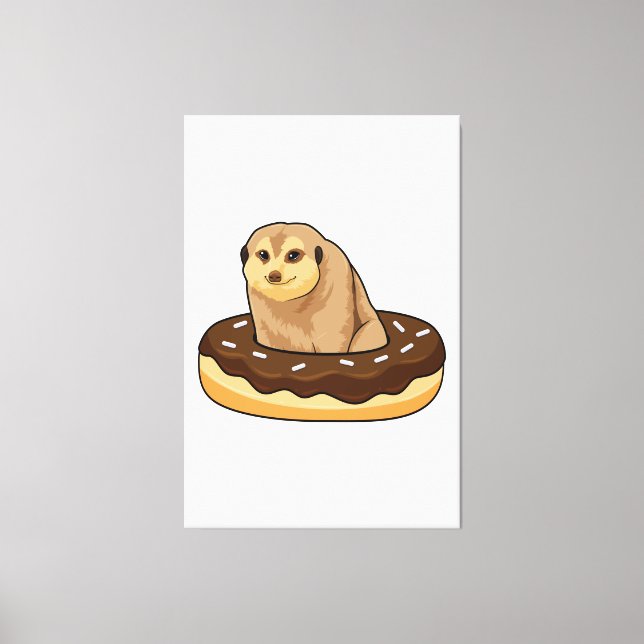 Meerkat with Donut Canvas Print (Front)