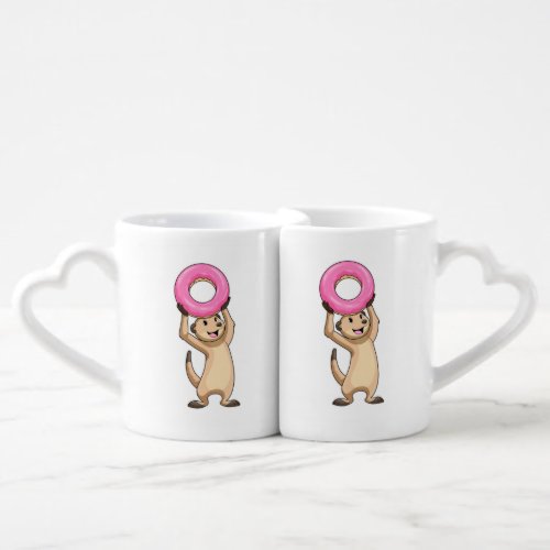 Meerkat with Donut Coffee Mug Set