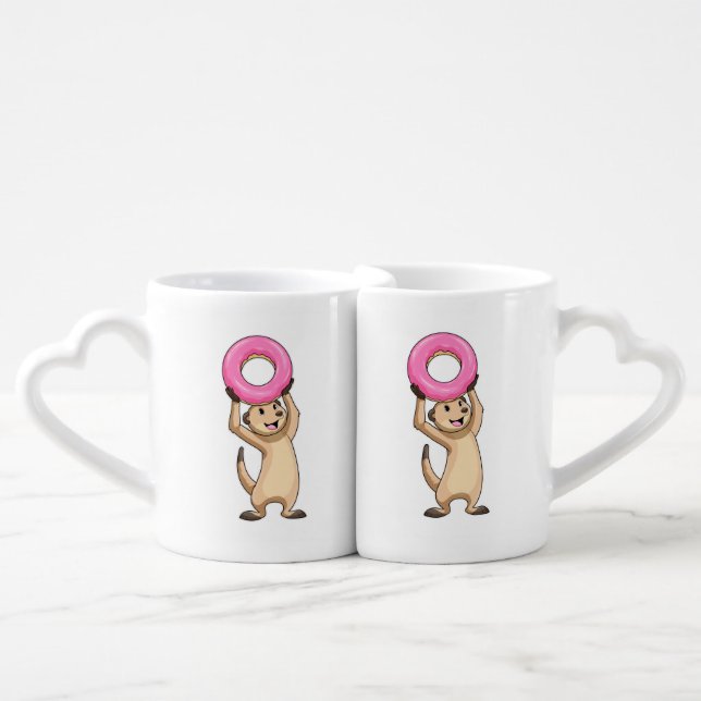 Meerkat with Donut Coffee Mug Set (Front Nesting)