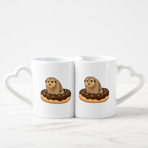 Meerkat with Donut Coffee Mug Set