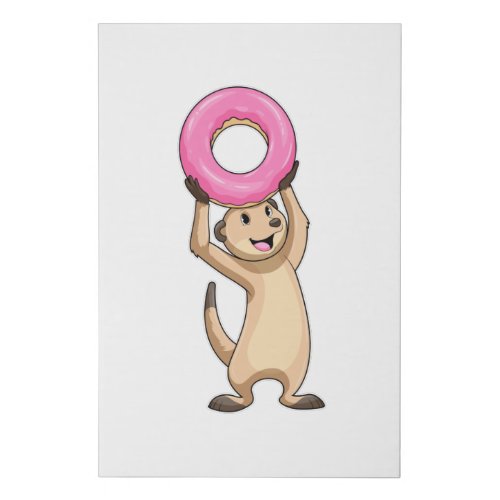 Meerkat with Donut Faux Canvas Print