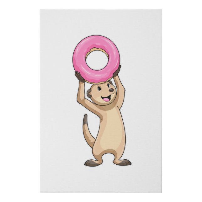 Meerkat with Donut Faux Canvas Print (Front)