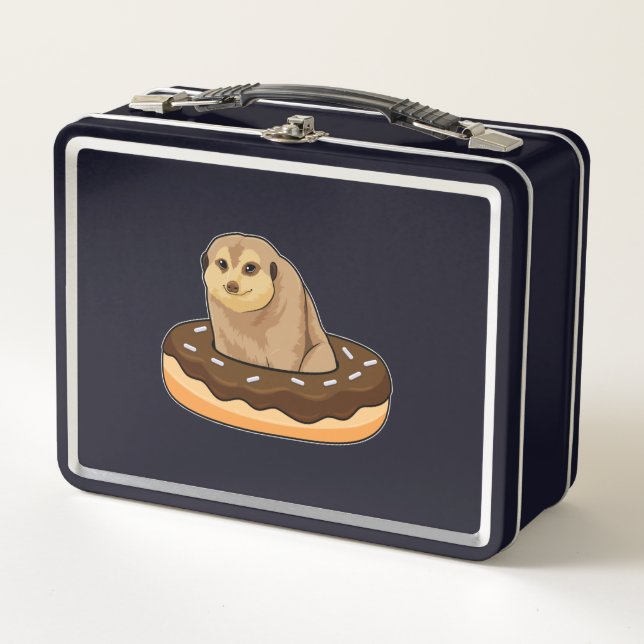 Meerkat with Donut Metal Lunch Box (Front)