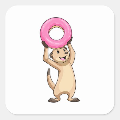Meerkat with Donut Square Sticker