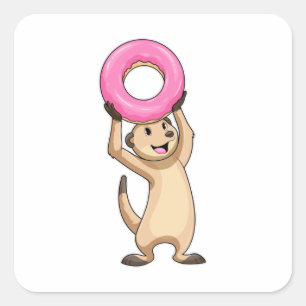 Meerkat with Donut Square Sticker