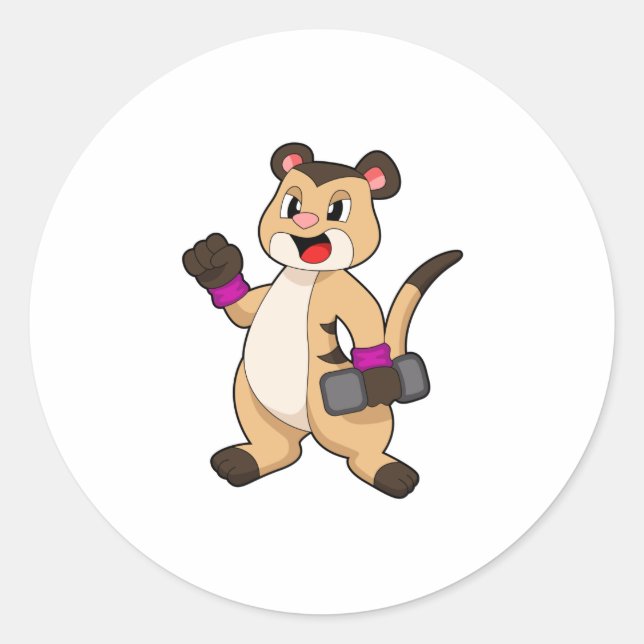 Meerkat with Dumbbell Classic Round Sticker (Front)