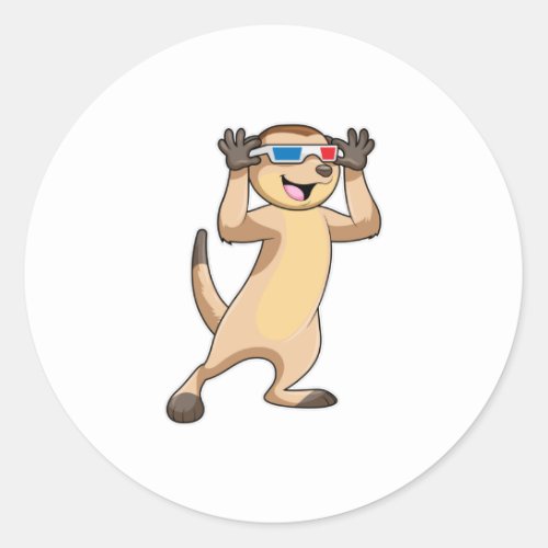 Meerkat with Glasses Classic Round Sticker