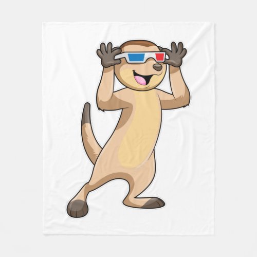 Meerkat with Glasses Fleece Blanket