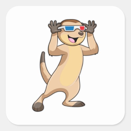 Meerkat with Glasses Square Sticker