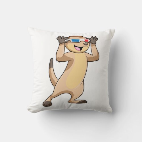 Meerkat with Glasses Throw Pillow