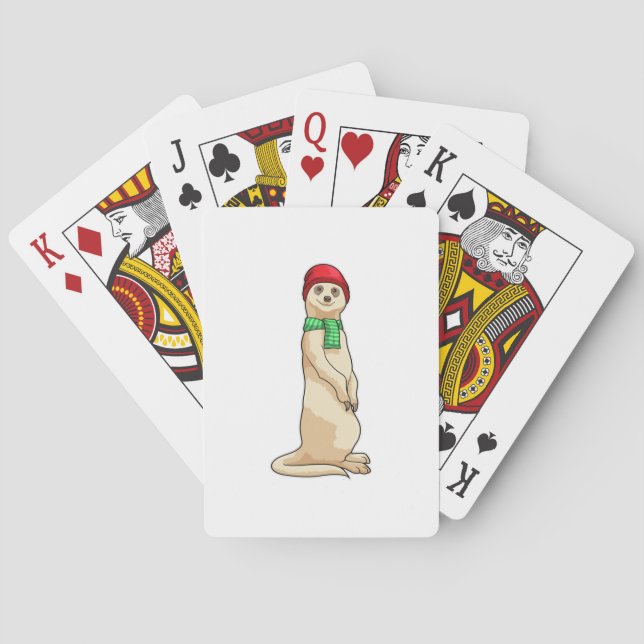 Meerkat with Hat and Scarf Poker Cards (Back)