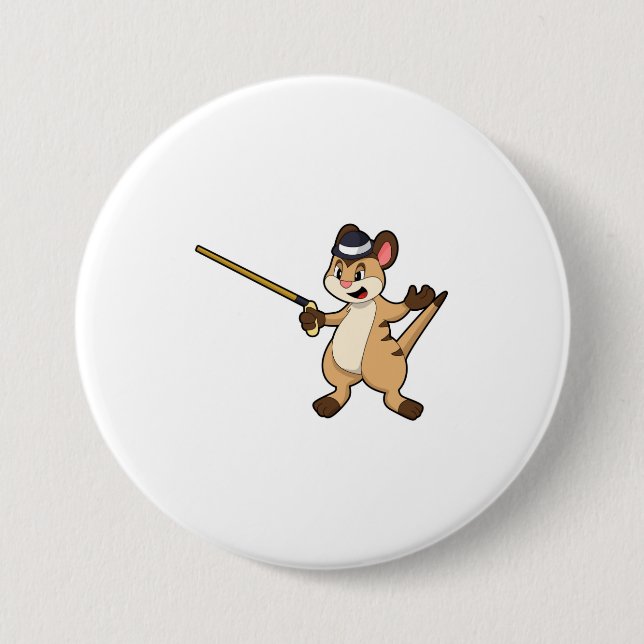 Meerkat with Hat & Walking stick Button (Front)