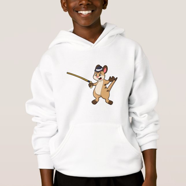 Meerkat with Hat & Walking stick Hoodie (Front)