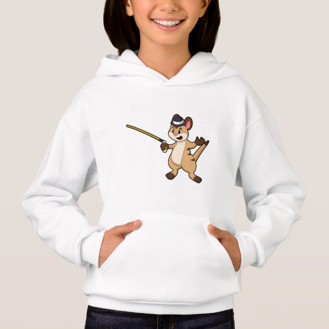 Meerkat with Hat & Walking stick Hoodie (Front)
