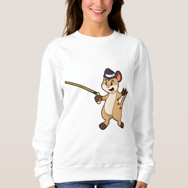 Meerkat with Hat & Walking stick Sweatshirt (Front)