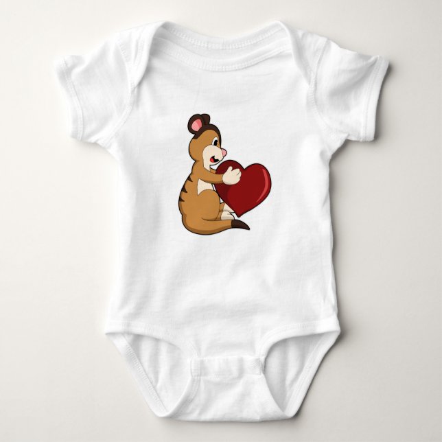 Meerkat with Heart Baby Bodysuit (Front)
