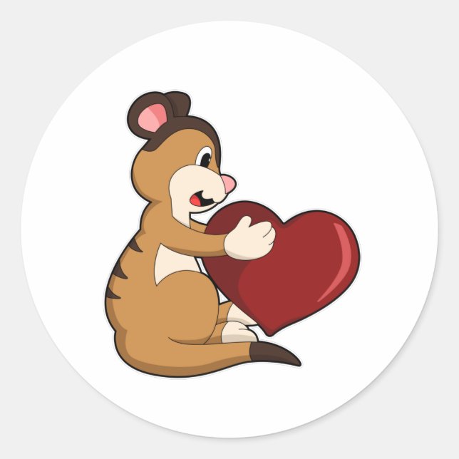 Meerkat with Heart Classic Round Sticker (Front)