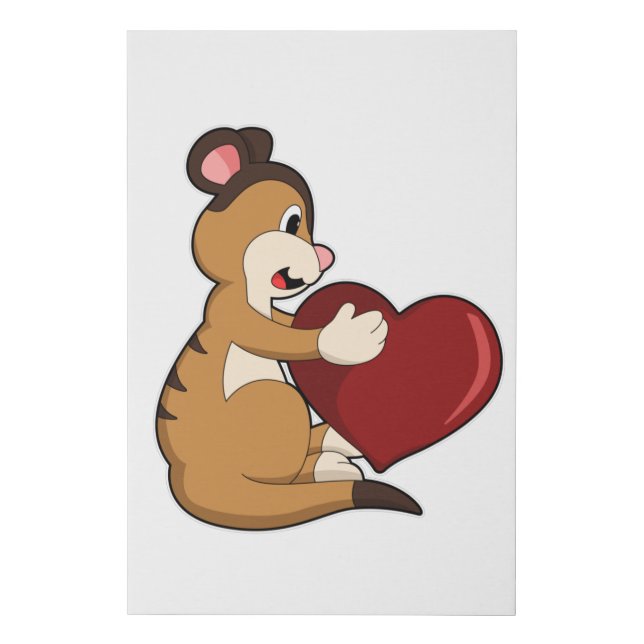 Meerkat with Heart Faux Canvas Print (Front)