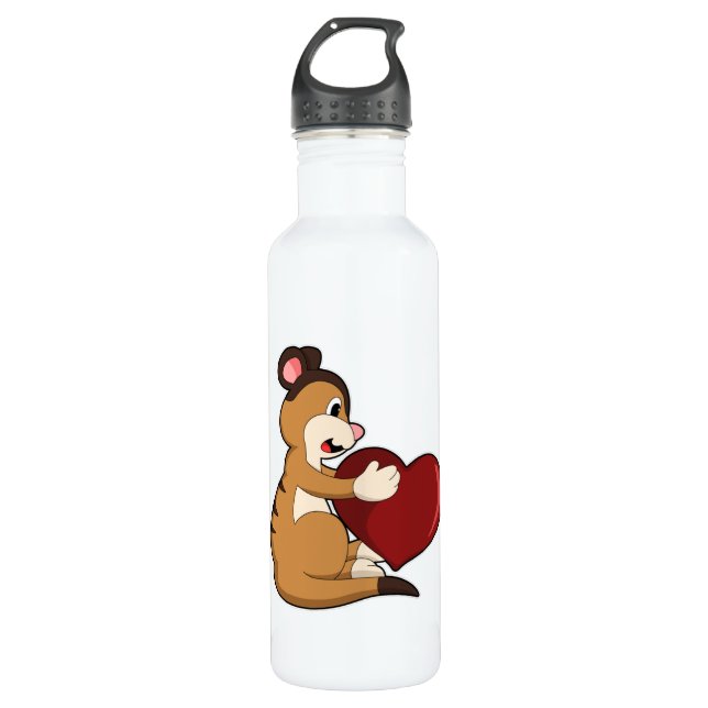Meerkat with Heart Stainless Steel Water Bottle (Front)