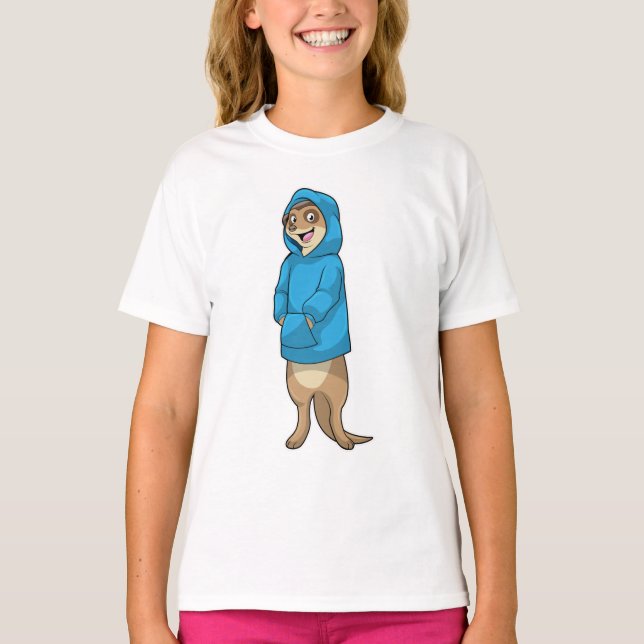 Meerkat with Hoodie T-Shirt (Front)