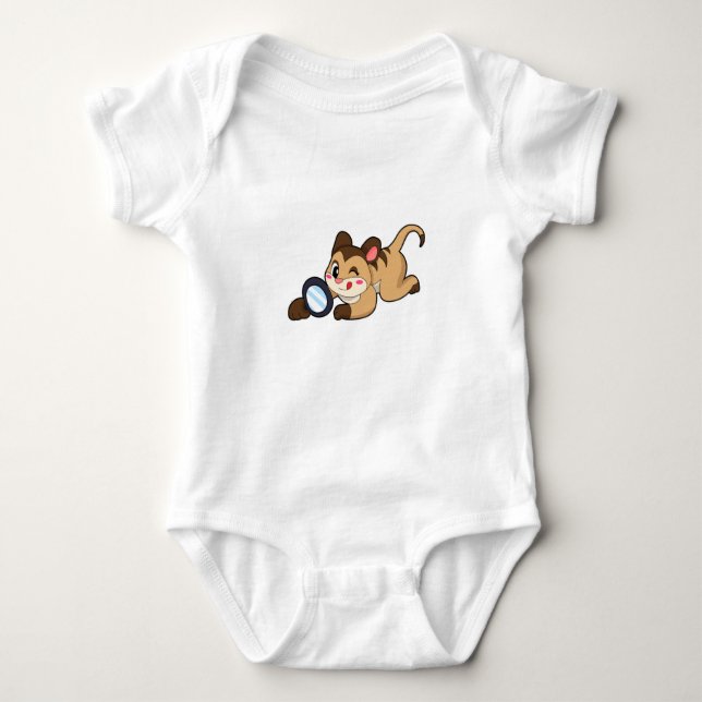 Meerkat with Magnifying glass Baby Bodysuit (Front)