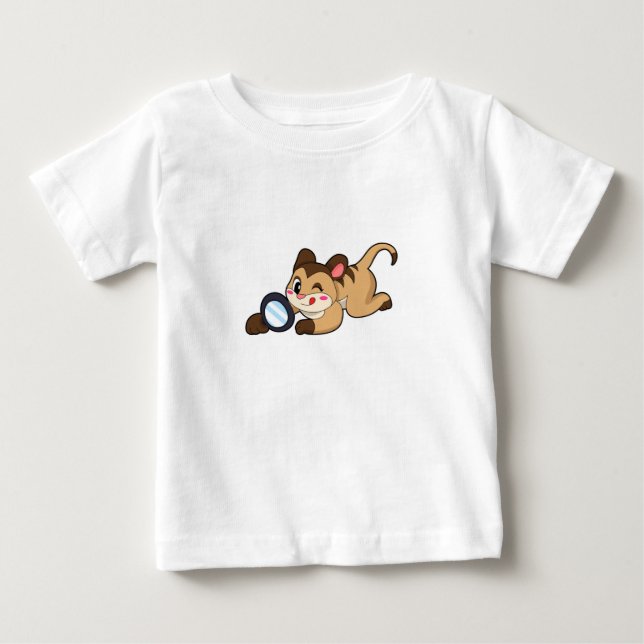 Meerkat with Magnifying glass Baby T-Shirt (Front)