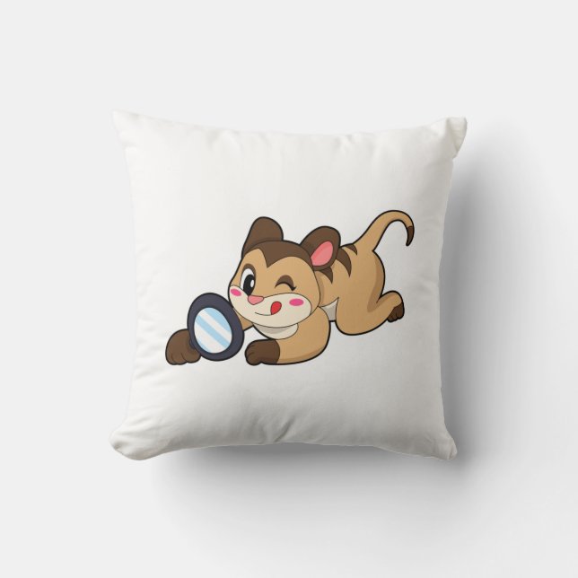 Meerkat with Magnifying glass Throw Pillow (Front)