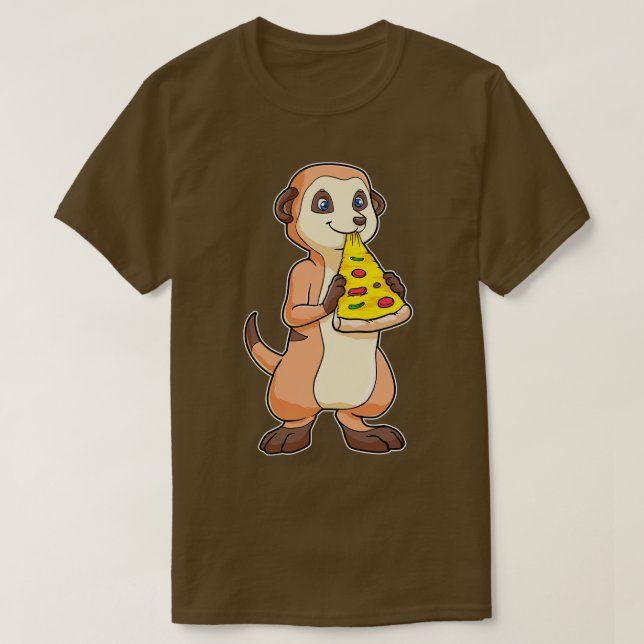 Meerkat with Piece of Pizza T-Shirt (Design Front)