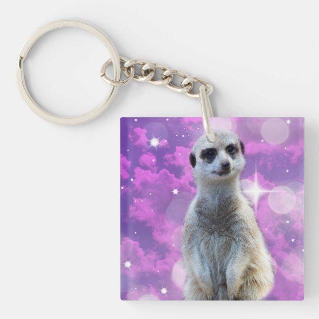Meerkat With Pink Sparkle, Keychain (Front)