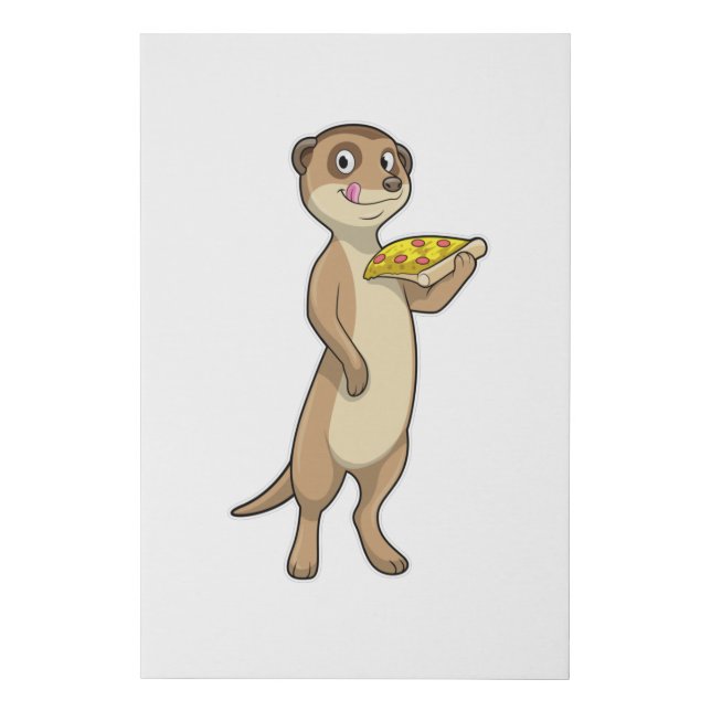 Meerkat with Pizza Faux Canvas Print (Front)