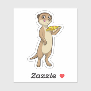 Meerkat with Pizza Sticker