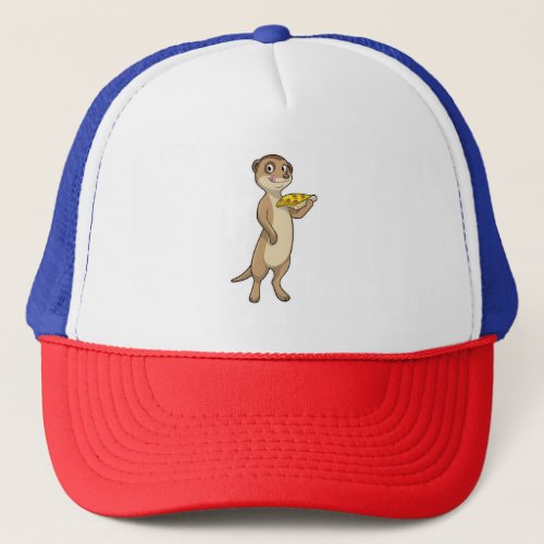 Meerkat with Pizza Trucker Hat