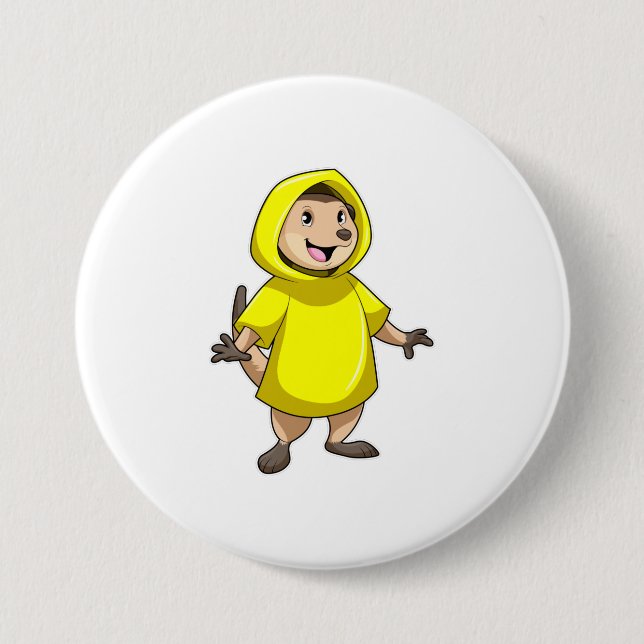 Meerkat with Raincoat Button (Front)