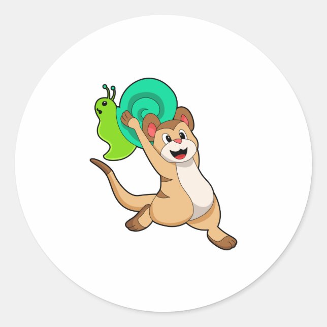 Meerkat with Snail.PNG Classic Round Sticker (Front)