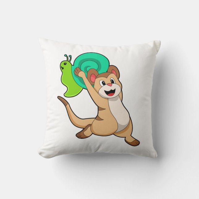 Meerkat with Snail.PNG Throw Pillow (Front)