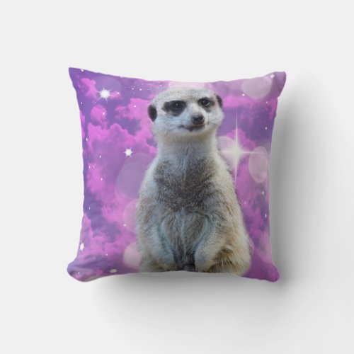 Meerkat With Sparkle Throw Pillow