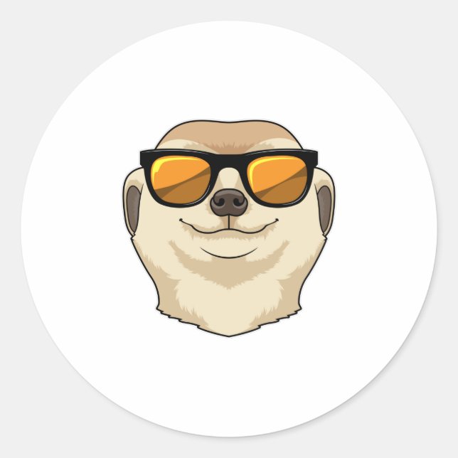 Meerkat with Sunglasses Classic Round Sticker (Front)