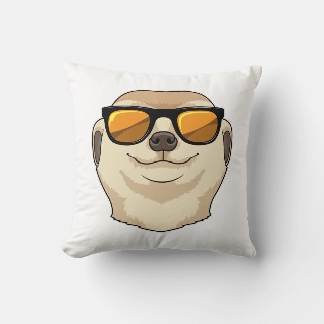 Meerkat with Sunglasses Throw Pillow (Front)