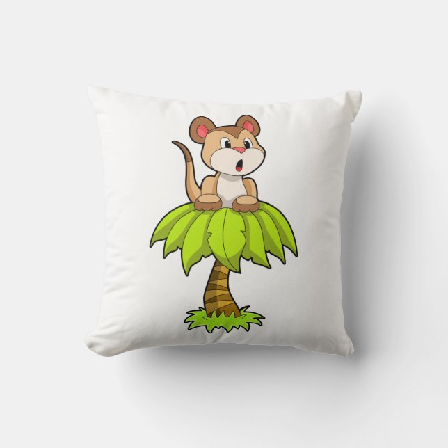 Meerkat with Tree Throw Pillow (Front)