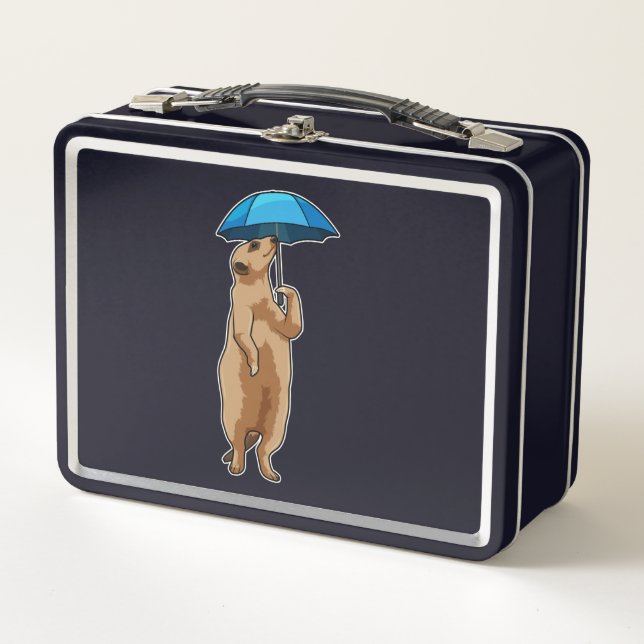 Meerkat with Umbrella Metal Lunch Box (Front)