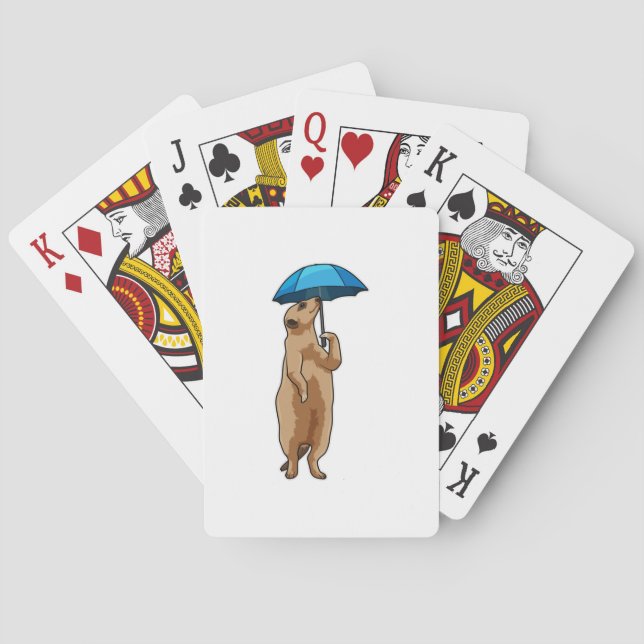 Meerkat with Umbrella Poker Cards (Back)