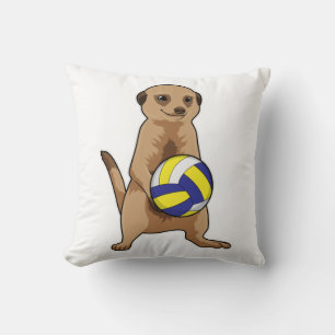 Meerkat with Volleyball Throw Pillow