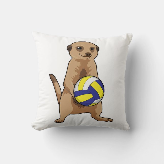 Meerkat with Volleyball Throw Pillow (Front)