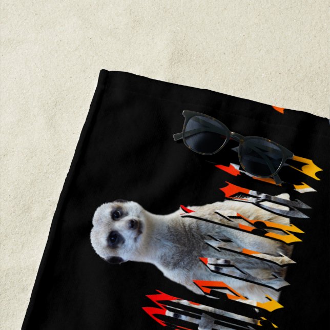 Meerkats And Name, Beach Towel (In Situ)